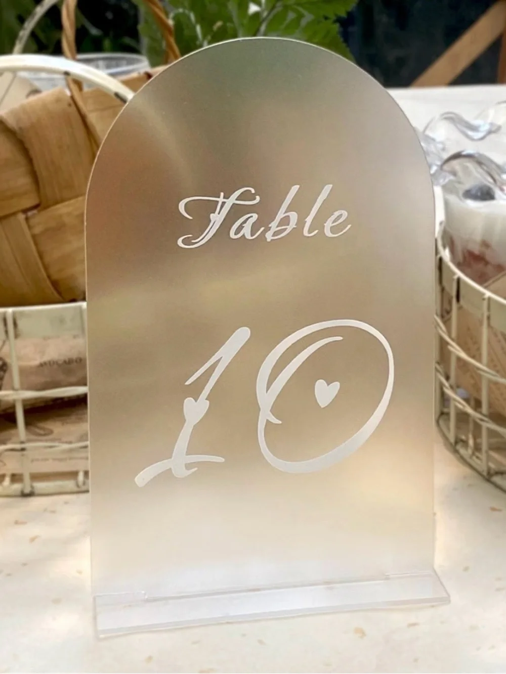 Table Numbers with Stands, 1-20 Frosted Wedding Table Numbers, White numbers